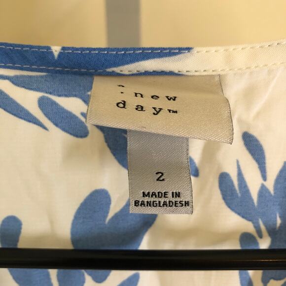 A New Day NWOT Women's Short Sleeve Maxi Sundress Blue White Floral 2 - Picture 6 of 14